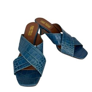 Paris Texas Blue Croc-Embossed Women’s Heels sz 8.5